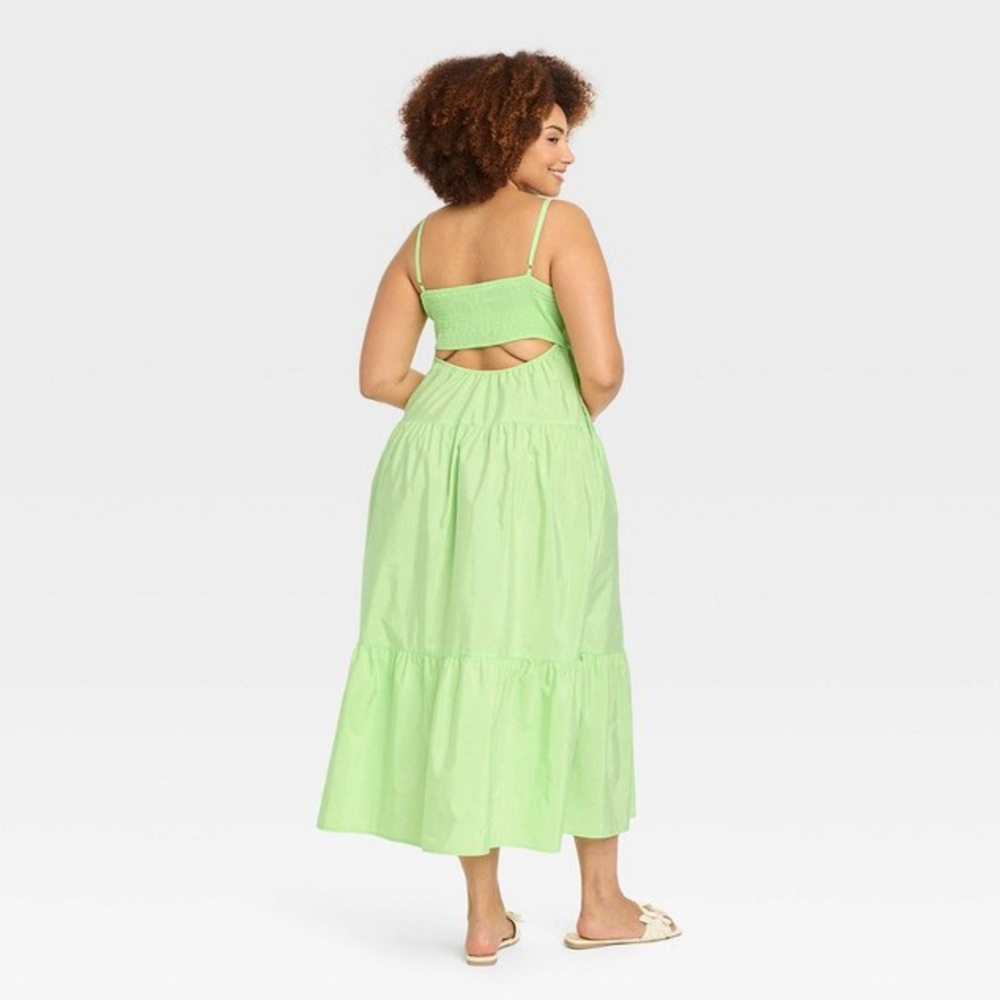 BNWT A New Day Neon, Lime Green Tiered Maxi Sundress by Target XS - Picture 8 of 11